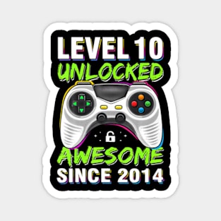 Level 10 Unlocked Awesome Since 2014 10th Birthday Gaming Magnet