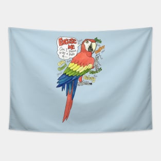 Hungry Scarlet Macaw Tapestry