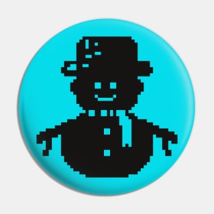 Snowman pixel art in black Pin