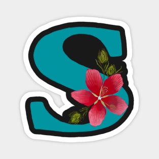 Fonts n Flowers Letter S by MarcyBrennanArt Magnet