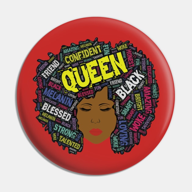 Black Queen Afro Words in Hair Pin by blackartmattersshop