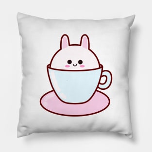 Cute Bunny in a Cup Pillow