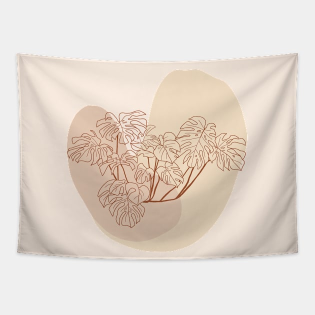 Bohemian Monstera Plant Illustration Tapestry by Gush Art Studio 1