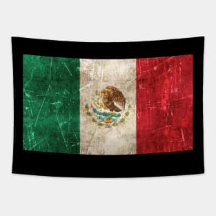 Vintage Aged and Scratched Mexican Flag Tapestry