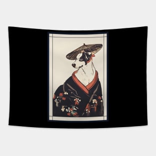 Dog japanese with kimono vintage Tapestry