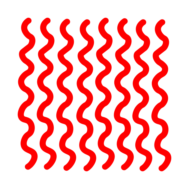 Red vertical wavy curly lines by Baobabprintstore