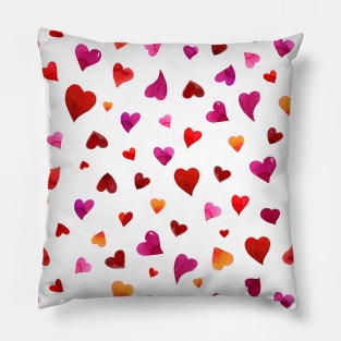 Valentine's  Day hearts - red, viva magenta and orange Pillow