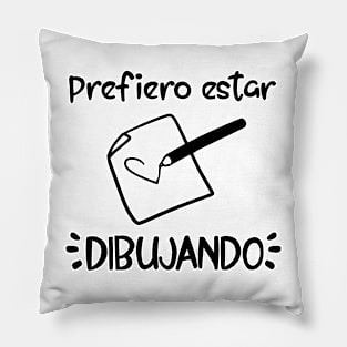 Prefiero estar dibujando (tradicional) [Negro] Pillow