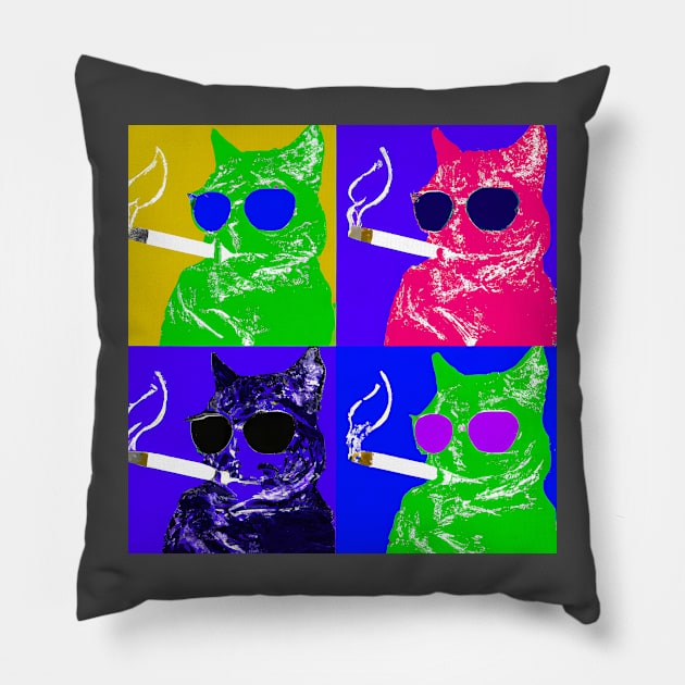 Top g cat combination Pillow by IOANNISSKEVAS