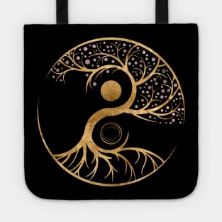 Yin Yang Tree of life - Fluorite and Gold Tote