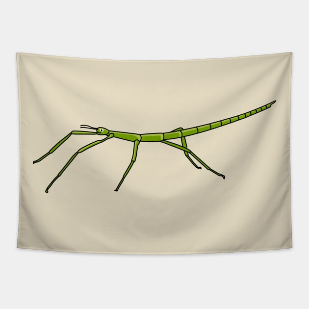 Cute green stick insects with happy faces cartoon Tapestry by Cartoons of fun