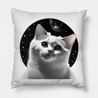 Cat looking at infinity Pillow