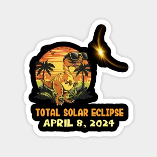 A Funny Dinosaur wearing sunglasses at solar eclipse day Magnet