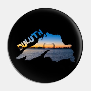 Lake Superior Outline (Duluth's Aerial Lift Bridge at Sunrise) Pin