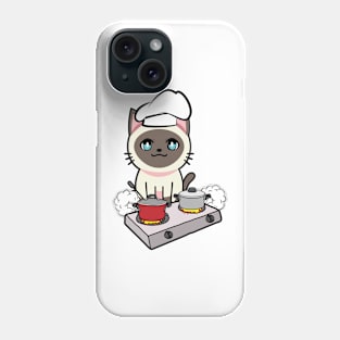 Cute Siamese cat is cooking Phone Case