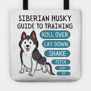 siberian husky guide to training-black and white husky dog Tote