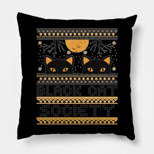 Black Cat Society Halloween Ugly Sweater Pillow