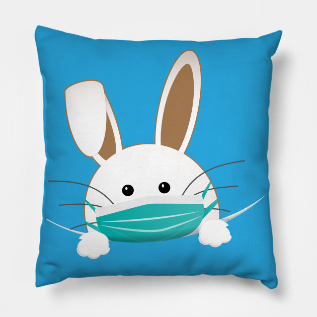Easter Bunny Wearing A Face Mask Easter Bunny Funny Pillow Teepublic