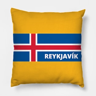 Reykjavík City in Icelandic Flag Pillow