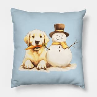 Snow Buddies - Golden Retriever Pillow