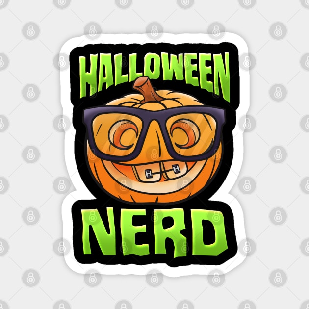 Halloween Nerd Funny Jack O-Lantern with Eyeglasses Magnet by creative