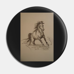 Wild - Horse ink wash watercolor painting Pin