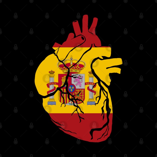 Anatomical heart design, Spanish flag by Bun Art Store