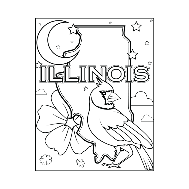 illinois state shape flower bird coloring page by LeapDaze