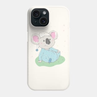 Lovely cute koala is sitting on the grass Phone Case