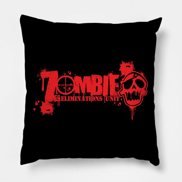 ZOMBIE ELIMINATIONS UNIT Pillow by VOLPEdesign