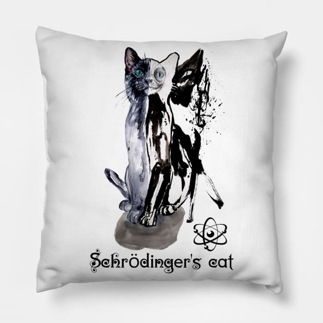 Schrödinger's cat Pillow by NemfisArt