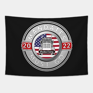 FREEDOM CONVOY 2022 USA - TRUCKERS FOR FREEDOM - GRAY ROUND WHITE LETTERS Tapestry