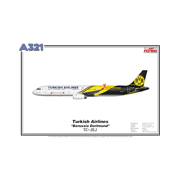 Airbus A321 - Turkish Airlines "Borussia Dortmund" (Art Print) by TheArtofFlying