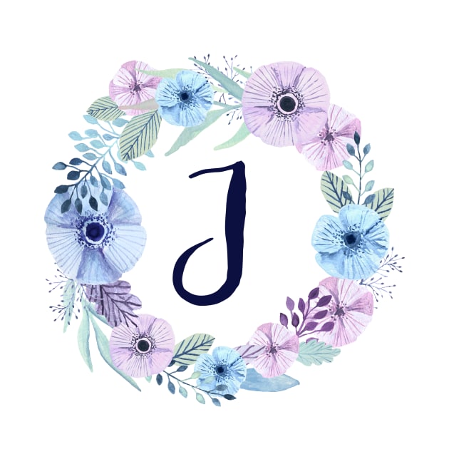 Floral Monogram J Icy Winter Blossoms by floralmonogram