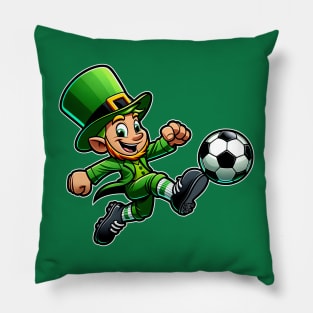 St Patrick's Day Irish Leprechaun Soccer Player Pillow