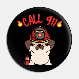 Firefighter Pug Pin