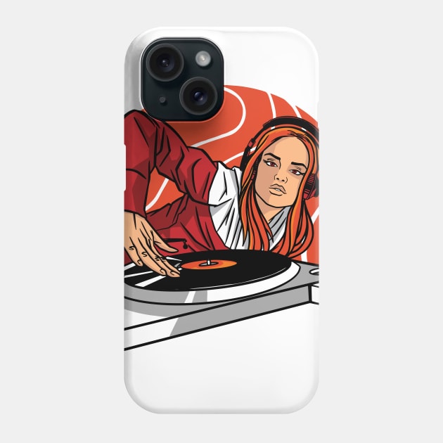 Female DJ Old School Disc Jockey Phone Case by Printroof