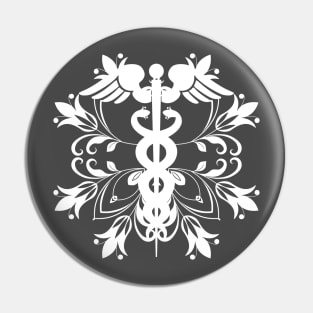 Abstract Floral Caduceus - White Pin