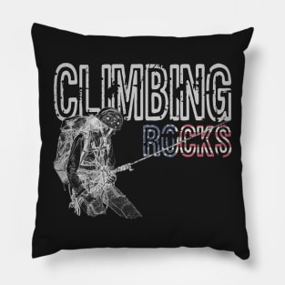 A Women Climbing Rocks Pillow