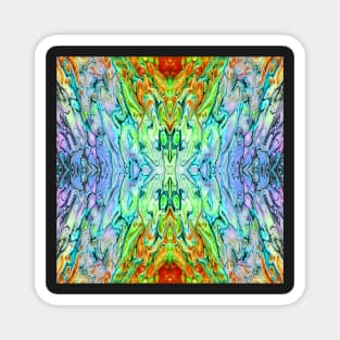 Mirrored Abstract in Green Blue Orange Lavender Magnet