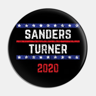 Bernie Sanders 2020 and Nina Turner on the One Ticket Vintage Distressed Pin