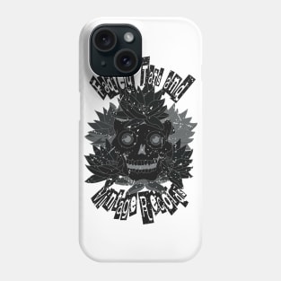 Faded Tats and Vintage Records - Black - Distressed Skull Retro Design Phone Case