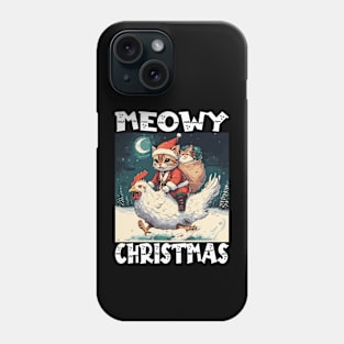 Meowy Christmas - 3, Funny Cute Cat on a Chicken Phone Case