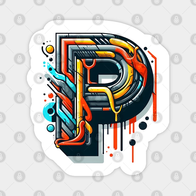 Letter P design graffity style Magnet by grappict