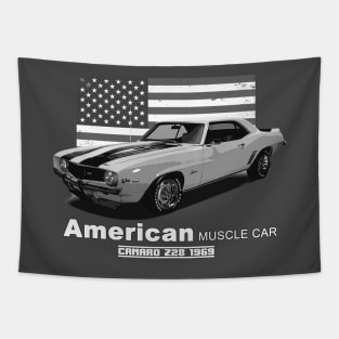 Camaro Z28 American Muscle Car 60s 70s Old is Gold Tapestry