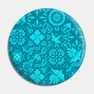 Mexican Light Blue Talavera Tile Pattern by Akbaly Pin