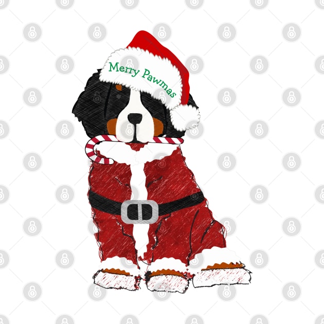 Cute Christmas Bernese Mt Dog Santa Paws by emrdesigns