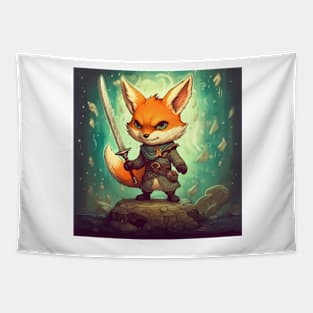 Cute Fierce Warrior Fox Tapestry