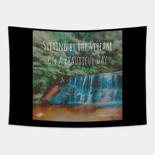 Sitting by the Stream on a Beautiful Day Album Cover Art Minimalist Square Designs Marako + Marcus The Anjo Project Band T-Shirt Tapestry