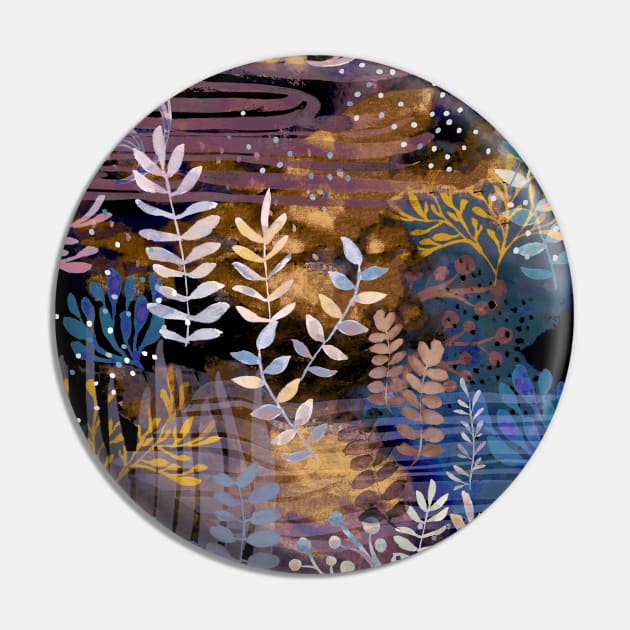 Ocean Song Garden Seaweed Purple Gold Violet Pin by Cecilia Mok